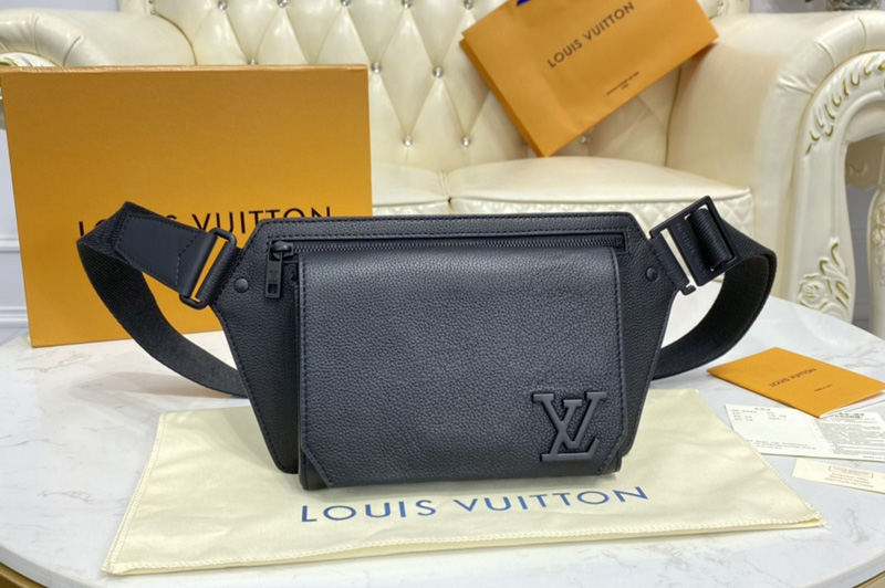 Louis Vuitton M57081 LV Aerogram Slingbag Bag in Black grained calf leather
