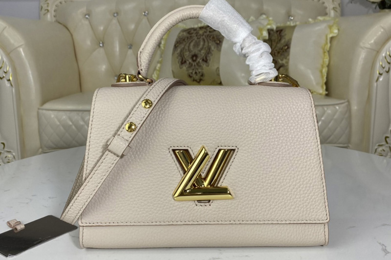 Louis Vuitton M57214 LV Twist One Handle PM handbag in Greige Taurillon leather