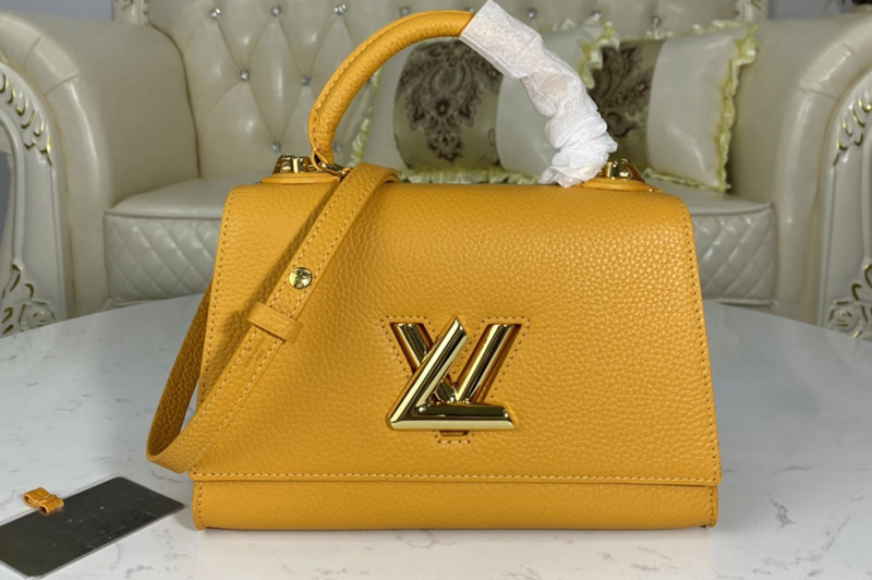 Louis Vuitton M57136 LV Twist One Handle PM handbag in Saffron Taurillon leather