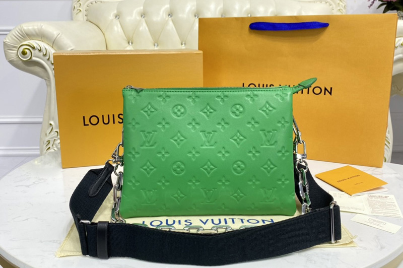 Louis Vuitton M57936 LV Coussin PM handbag in Green Monogram-embossed puffy lambskin