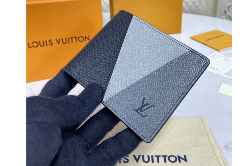 Louis Vuitton M60895 LV Multiple wallet in Gray monochrome Taiga leather
