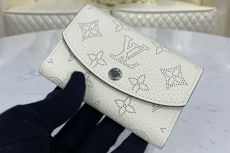 Louis Vuitton M62542 LV iris compact wallet in White Mahina leather
