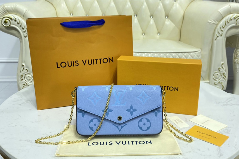 Louis Vuitton M80498 LV Félicie Pochette Bag in Blue Monogram Empreinte leather