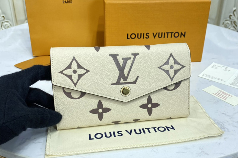 Louis Vuitton M80496 LV Sarah wallet in Cream Monogram Empreinte leather