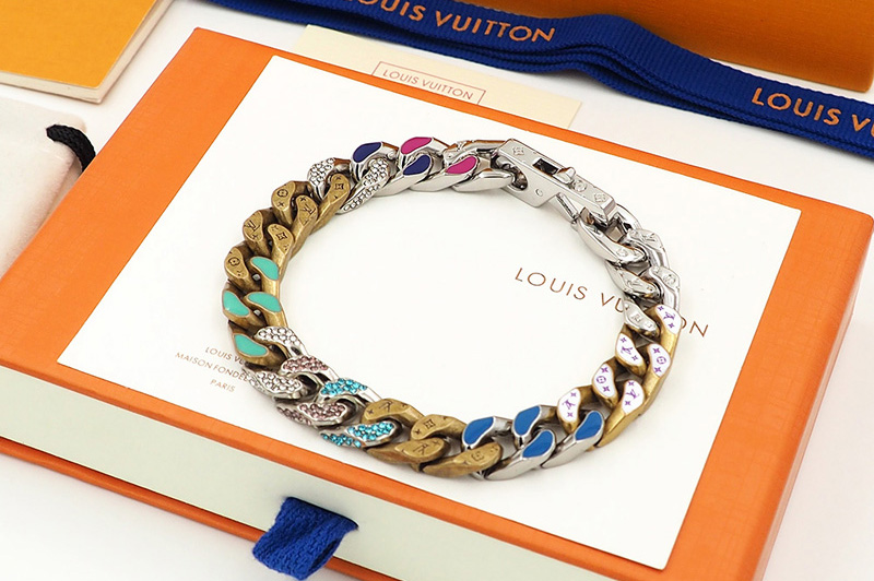 Louis Vuitton Chain Links Patches Necklace Engraved Monogram Multicolor in  Swarovski Strass with Silver-tone - US