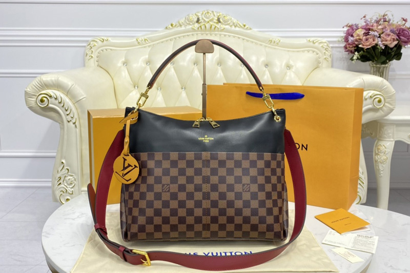 Louis Vuitton N40369 LV Maida Hobo handbag in Damier Ebene coated canvas and smooth calfskin leather