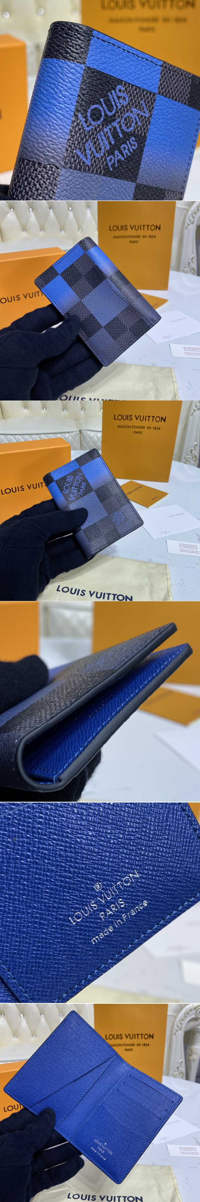 Louis Vuitton Pocket Organizer Blue Damier Graphite Giant coated canvas  N40412