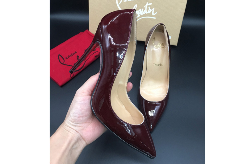 Womens Christian Louboutin Pigalle Follies pump10cm heel shoes in Burgundy patent leather