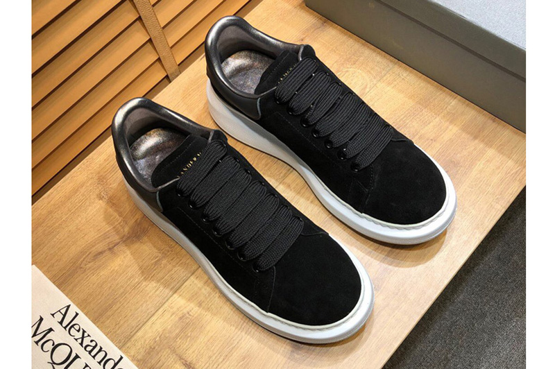 Men/Women's Alexander Mcqueen Oversized Sneaker and Shoes Black Suede Leather