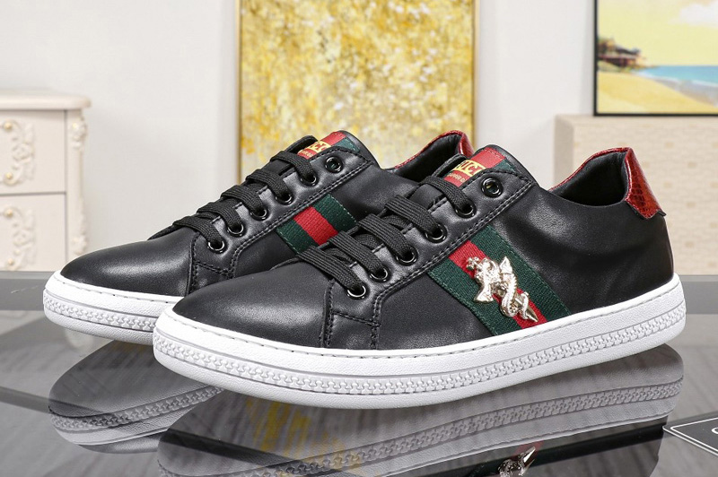 Men's Gucci Ace embroidered sneaker Black Leather with web