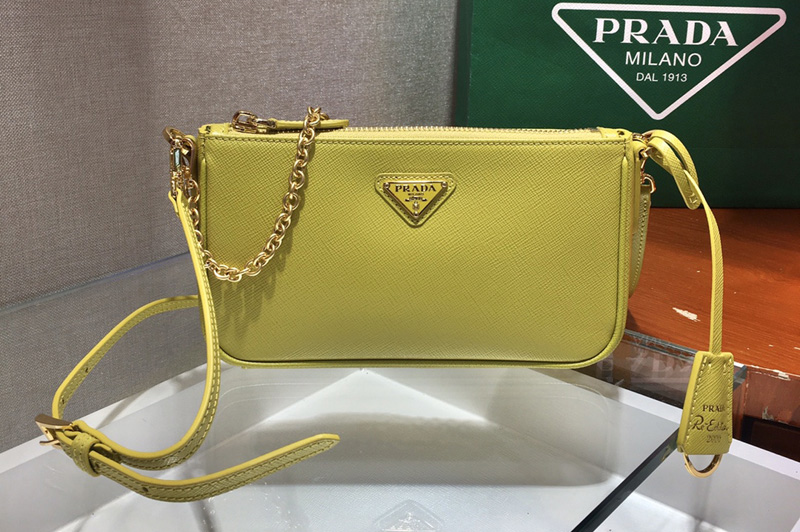 Prada 1BH171 Prada Re-Edition 2000 shoulder bag in Yellow Saffiano leather