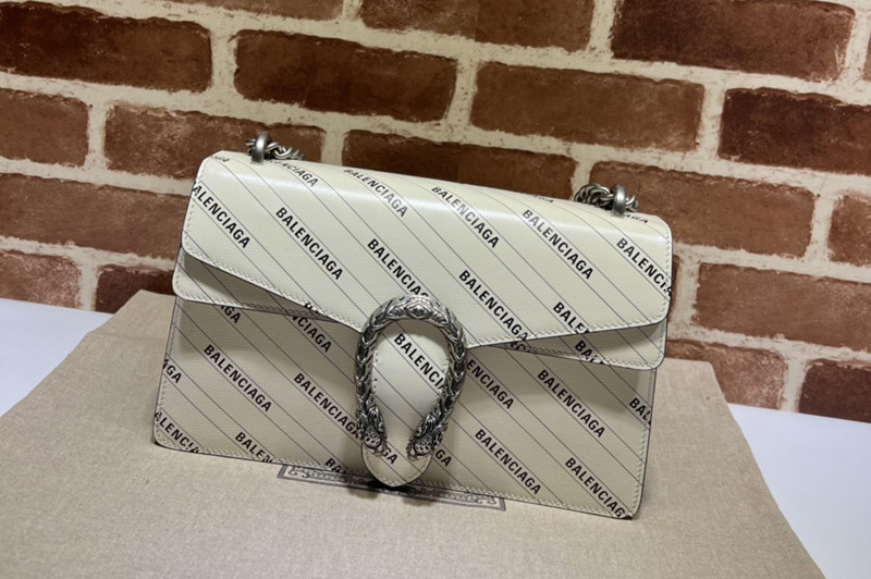 Gucci ‎400249 The Hacker Project small Dionysus bag in White Balenciaga print black leather