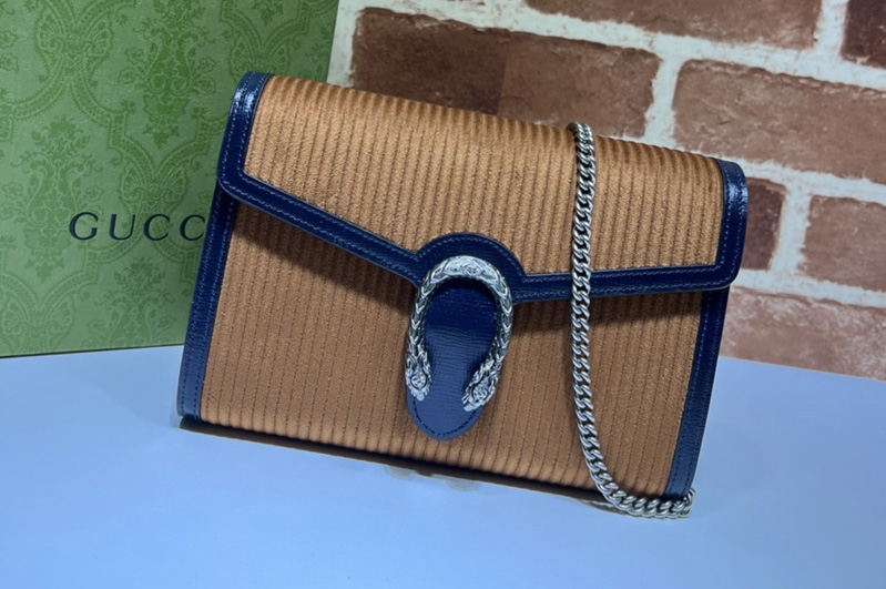 Gucci 401231 Dionysus mini chain bag in Brown corduroy