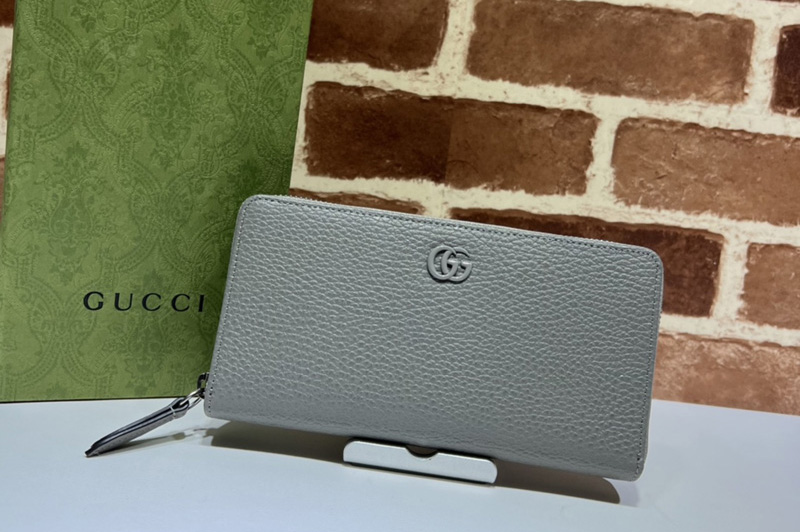 Gucci 456117 GG Marmont zip around wallet in Gray leather