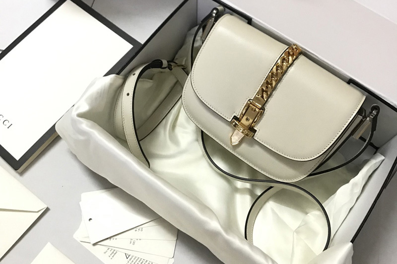Gucci 615965 Sylvie 1969 mini shoulder bag in White textured leather