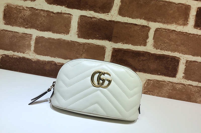 Gucci ‎625544 GG Marmont cosmetic case in White matelassé chevron leather
