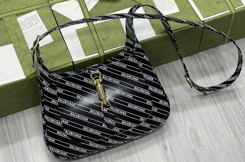 Gucci x Balenciaga 636709 Jackie 1961 small shoulder bag in Black leather