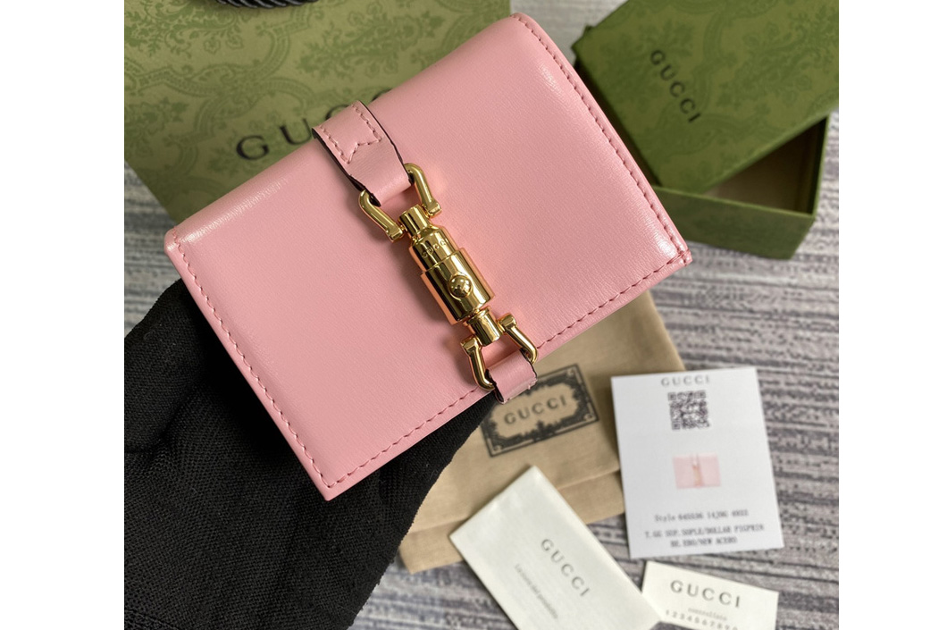 Gucci 645536 Jackie 1961 card case wallet in Pink leather