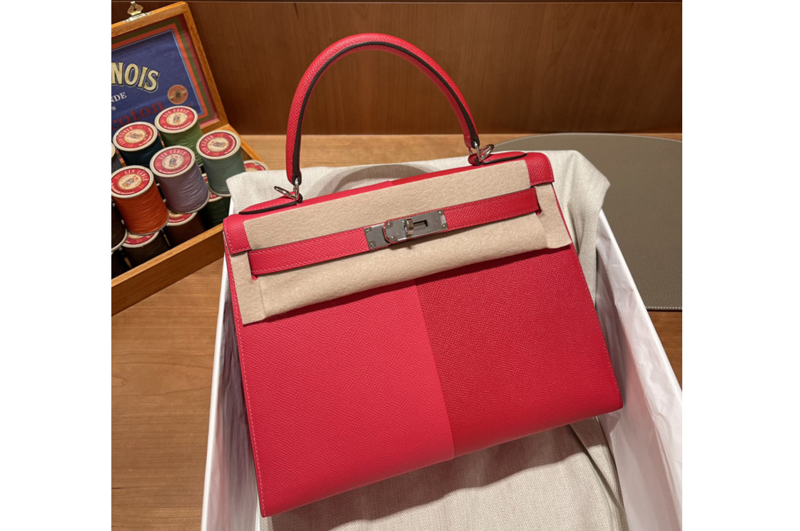 Hermes Kelly 28 Bag in Red/Cherry Epsom Leather