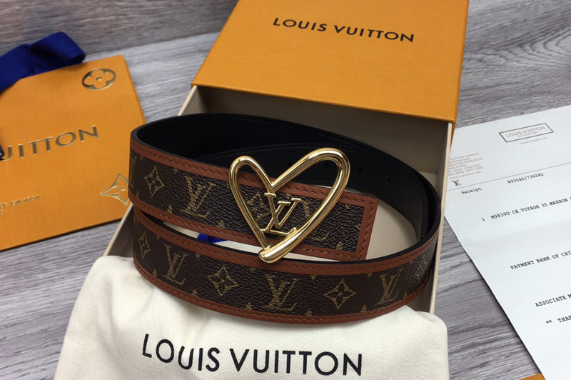 Louis Vuitton M0386W LV Chain 30mm reversible belt in Black/Monogram