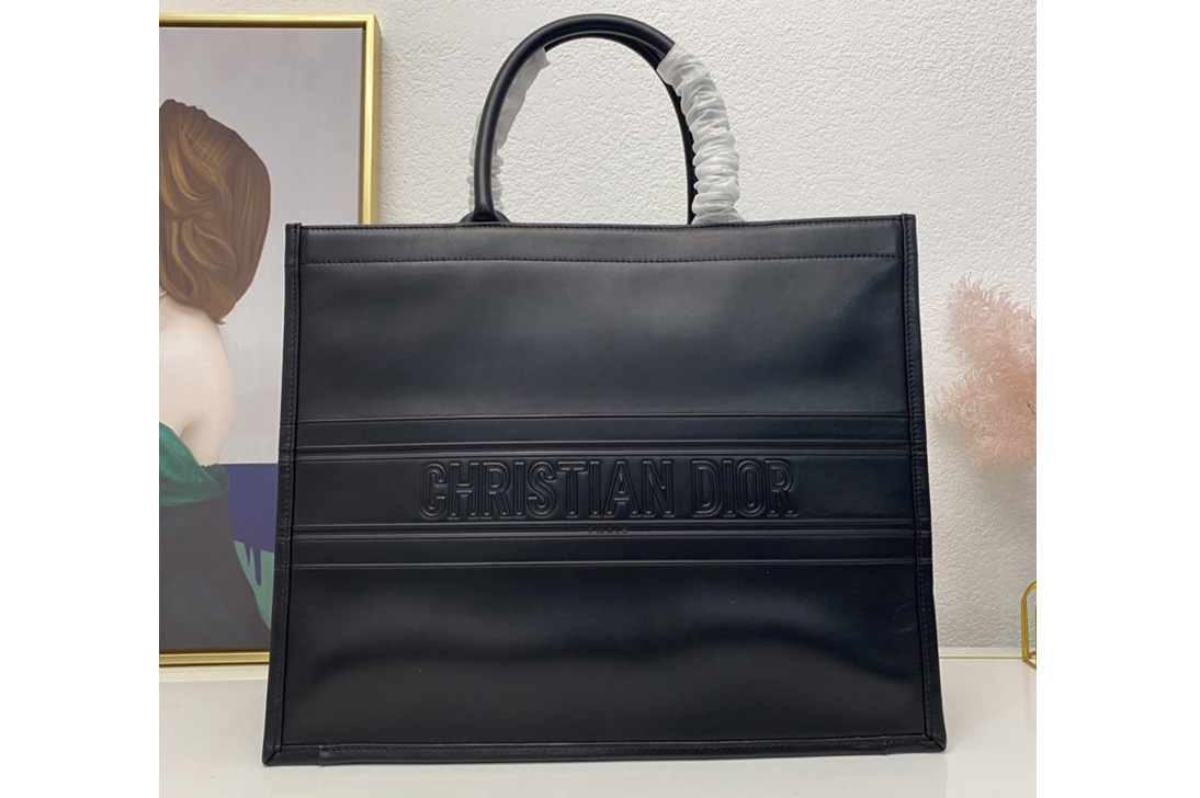 Christian Dior M1286 Dior book tote Bag in Black Calfskin