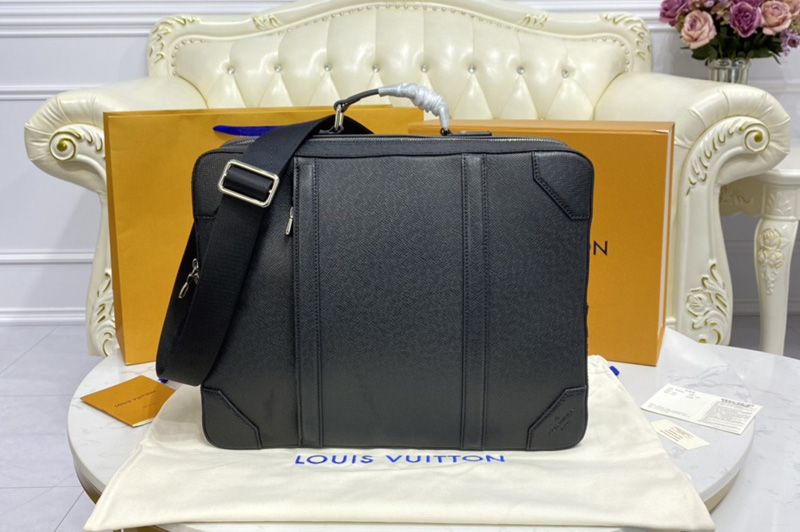 Louis Vuitton M30769 LV Briefcase Backpack in Black Taiga leather
