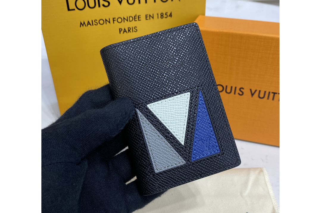 Louis Vuitton M30787 LV Pocket Organizer in Black Taiga cowhide leather
