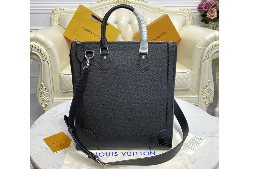 Louis Vuitton M30811 LV Vertical Tote Bag in Black Taiga cowhide leather
