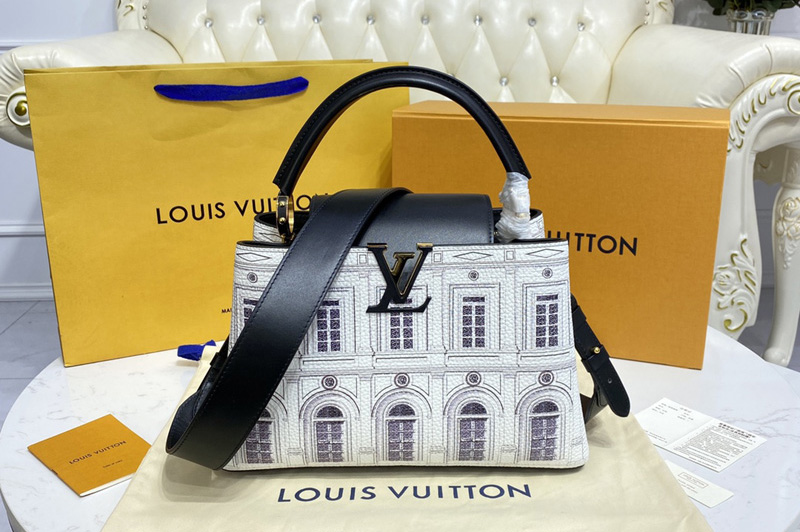 Louis Vuitton M42258 LV Capucines MM handbag in Printed matte calf leather