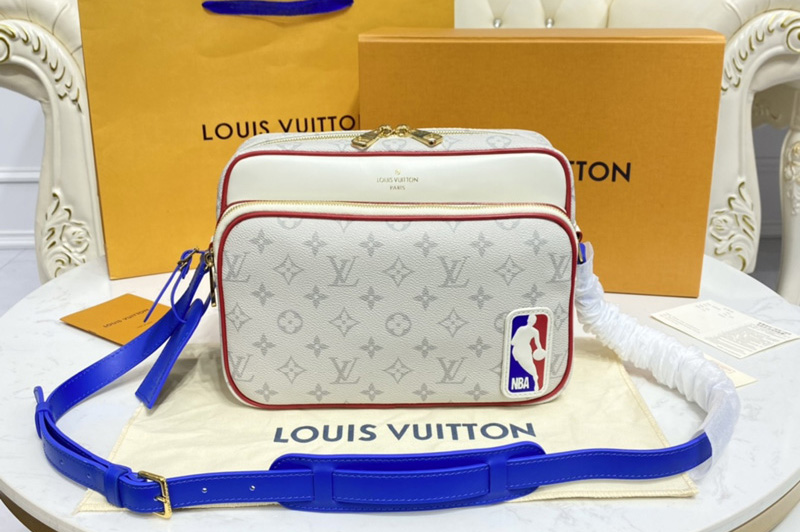 Louis Vuitton M45583 LV LVxNBA Nil Messenger bag in Monogram Antarctica coated canvas