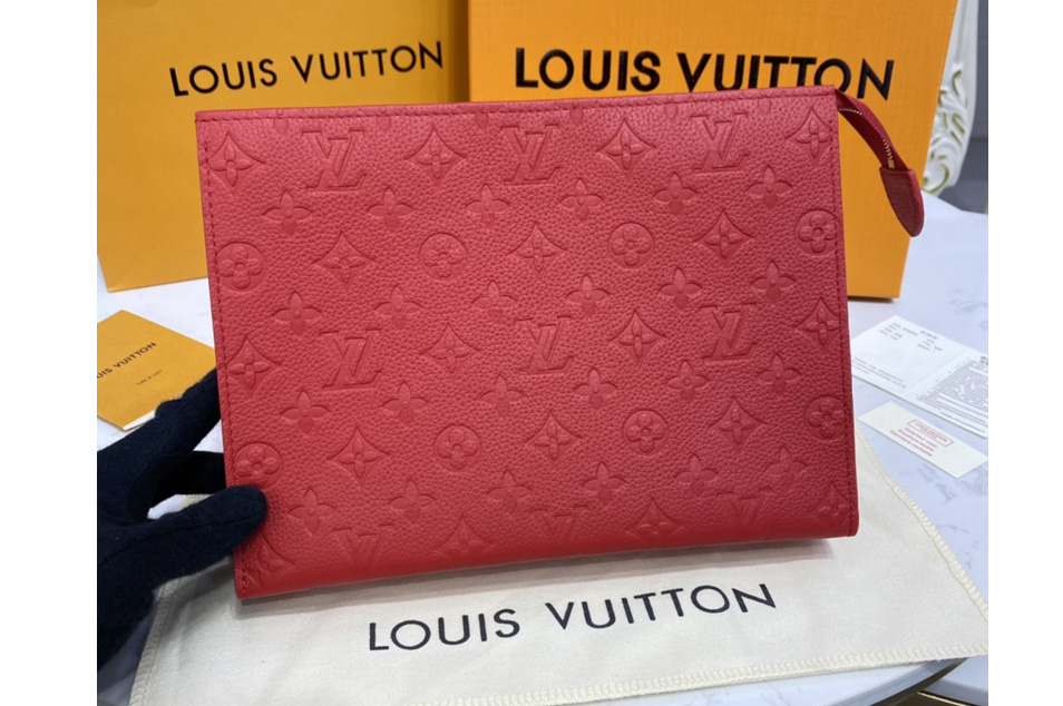 Louis Vuitton M45666 LV Poche Toilette 26 in Red Monogram Empreinte leather