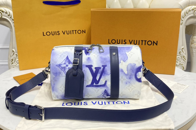 Louis Vuitton M45757 LV City Keepall weekend bag in Monogram Watercolor Blue canvas