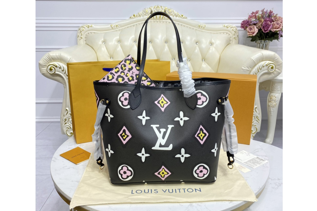 Louis Vuitton M45818 LV Neverfull MM tote bag in Black Autres Toiles Monogram
