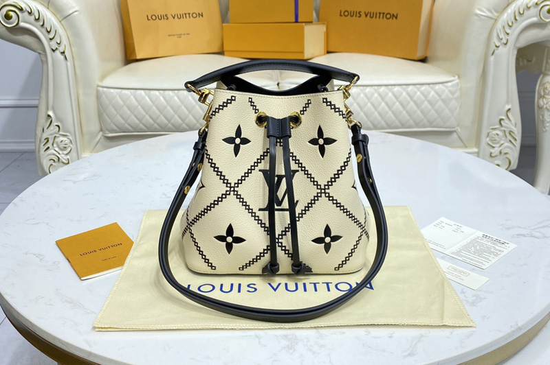 Louis Vuitton M46023 LV NeoNoe bucket bag in Beige/Black Monogram Empreinte Leather