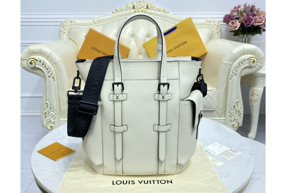Louis Vuitton M58477 LV Christopher Tote Bag in White Taurillon leather