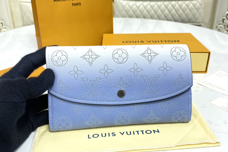 Louis Vuitton M60143 LV Iris wallet in Gradient Blue Mahina perforated calf leather