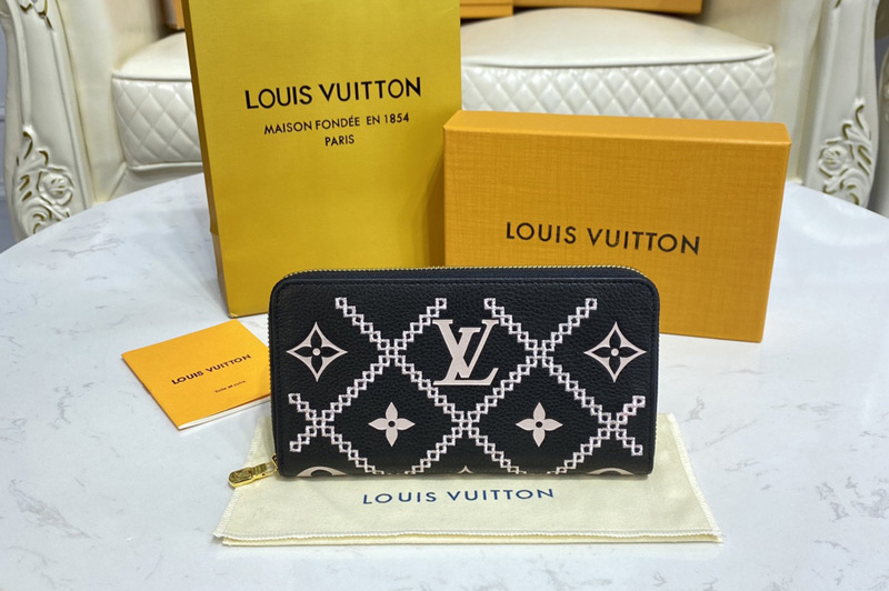 Louis Vuitton M81138 LV Zippy wallet in Black/Beige Monogram Empreinte Leather