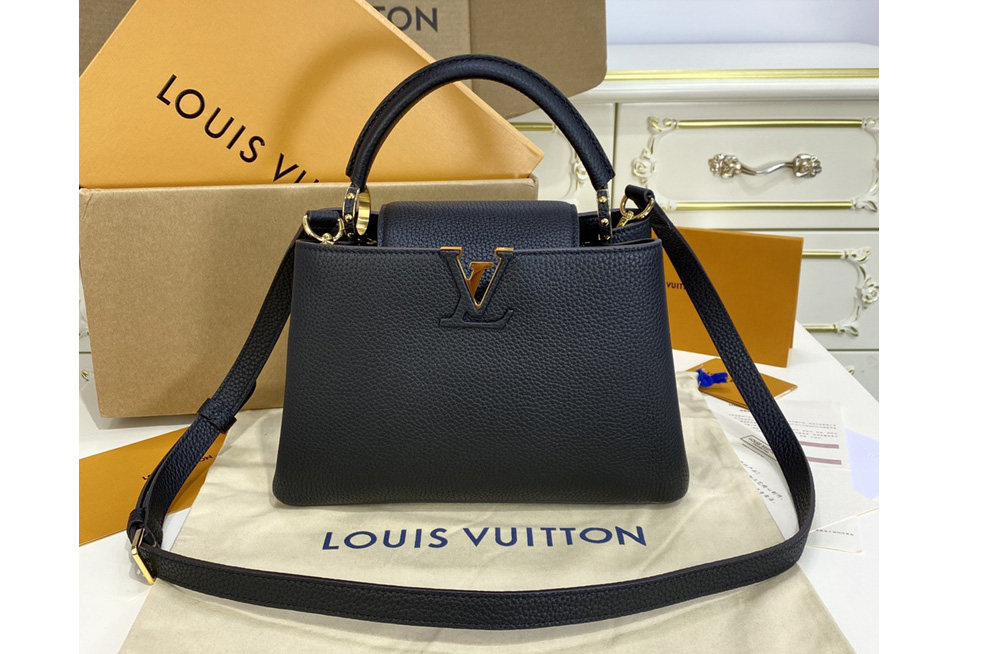 Louis Vuitton M94755 LV Capucines BB handbag in Black Taurillon leather