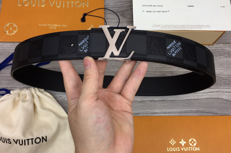 Louis Vuitton MP314T LV LV Initials 40mm reversible belt in Damier Graphite With Silver Buckle