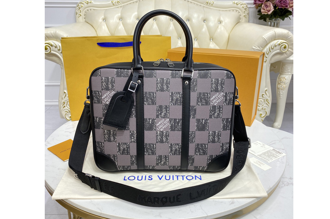 Louis Vuitton N50072 LV Sirius Briefcase Bag in Graphite Cowhide leather