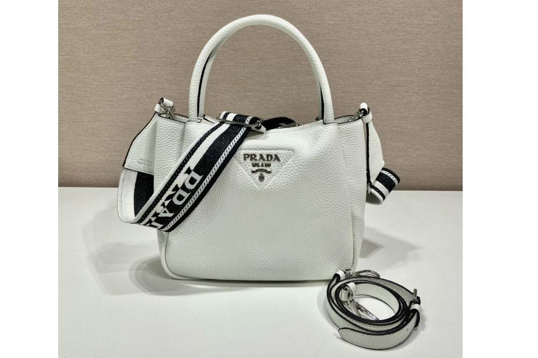 Prada 1BC145 Small leather handbag in White Leather