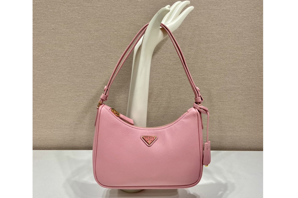 Prada 1BC204 Saffiano leather mini-bag on Pink Leather