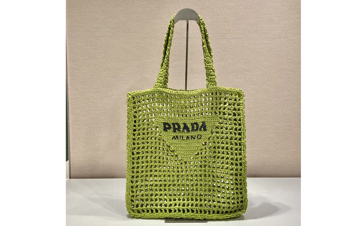 Prada 1BG393 Raffia tote bag on Green Raffia