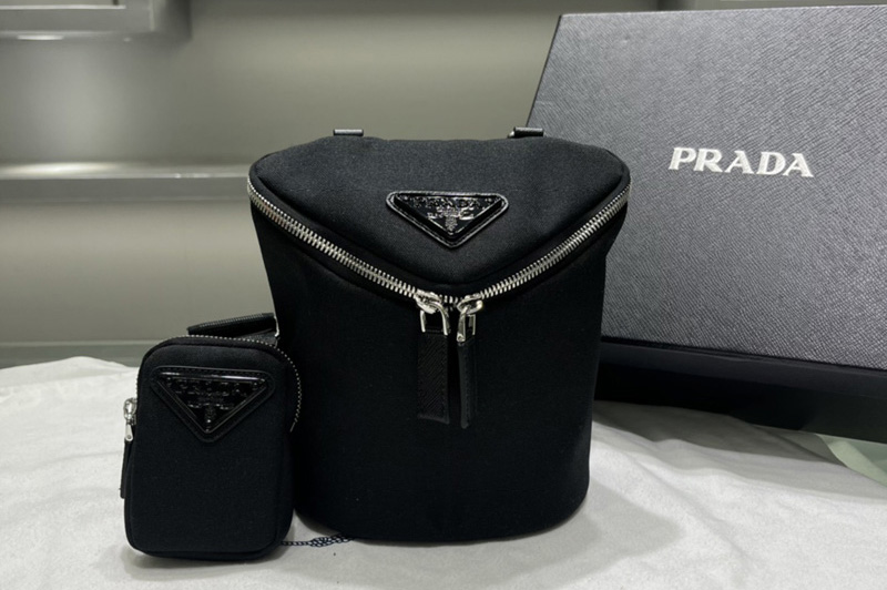Prada 2VH147 Re-Nylon and leather shoulder bag on Black Nylon