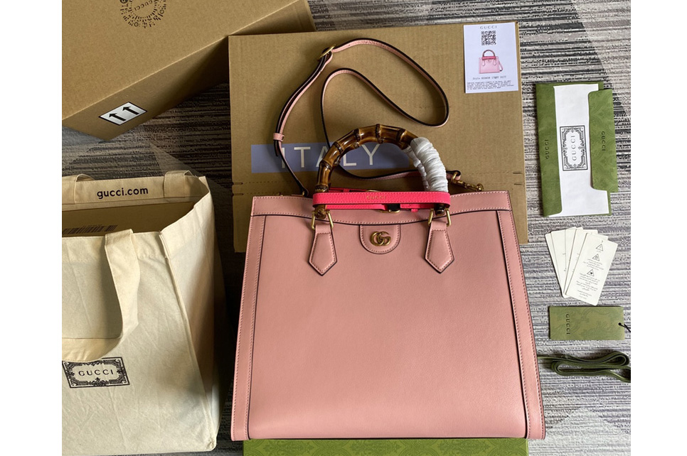 Gucci 655658 Gucci Diana medium tote bag in Pink leather
