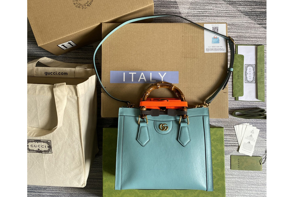 Gucci 660195 Gucci Diana small tote bag in Light Blue leather