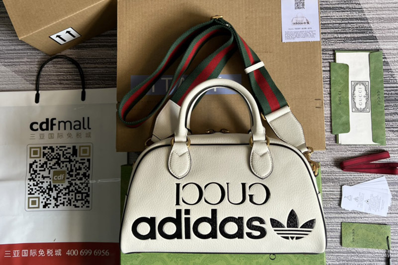 adidas x Gucci 702397 mini duffle bag in White and Black leather