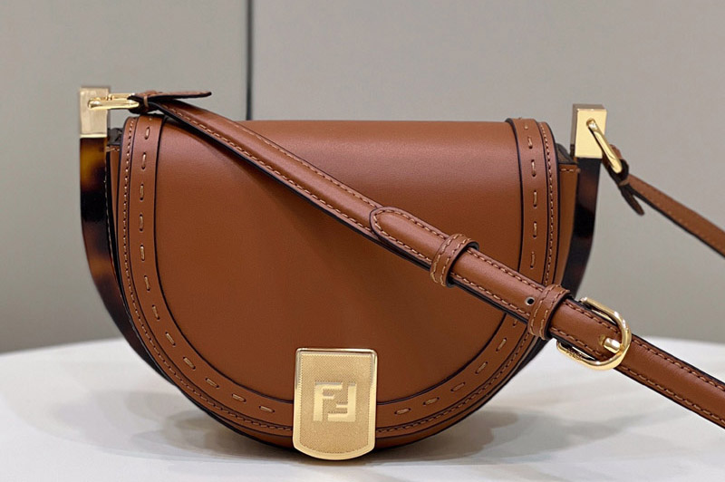 Fendi Moonlight Saddle Bag in Brown Leather