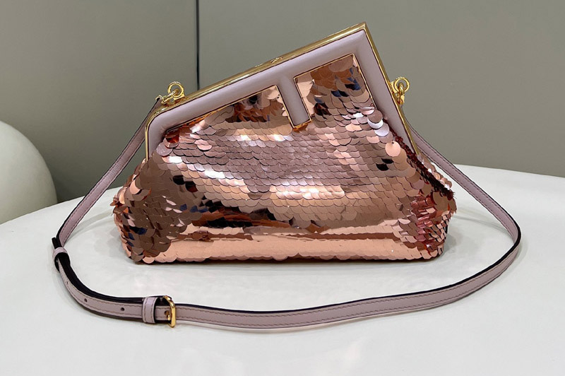 Fendi 8BP129 Fendi First Small Bag in Pink sequinned
