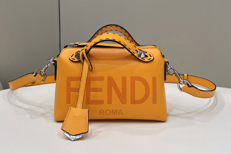 Fendi 8BL145 By The Way Mini small Boston bag in Orange leather